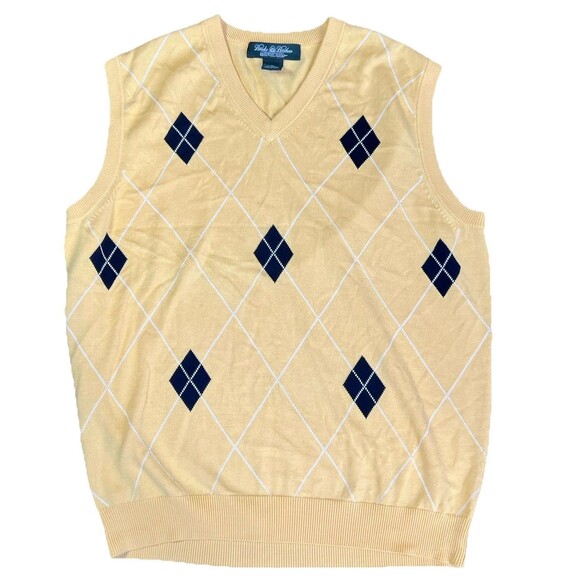 Brooks Brothers Sweater Vest Men M Argyle Silk Cotton Golf Country Club Academia - Picture 1 of 6